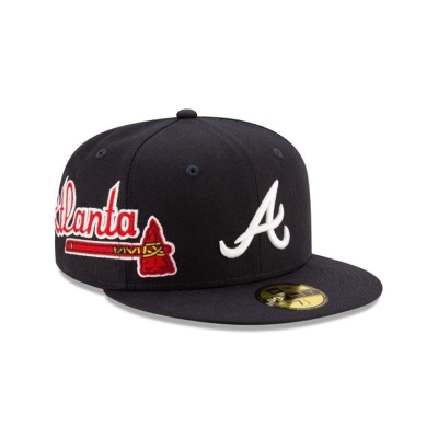 Blue Atlanta Braves Hat - New Era MLB Slant 59FIFTY Fitted Caps USA8710532